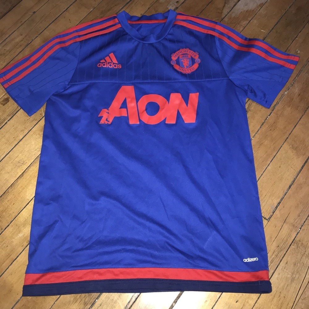 Manchester United Youth XL Blue Adidas Adizero Soccer Jersey